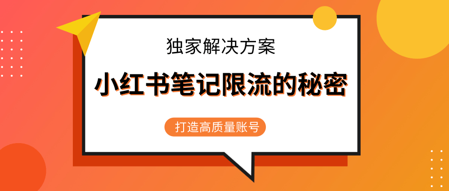 小红书笔记限流的秘密，被限流的笔记独家解决方案，打造高质量账号（共3节视频）-零点项目大全