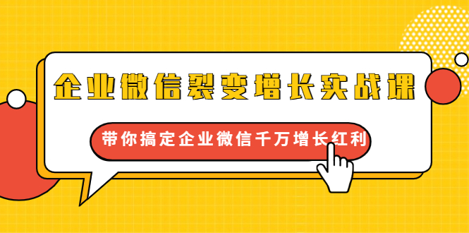 企业微信裂变增长实战课：带你搞定企业微信千万增长红利，新流量-新玩法-零点项目大全