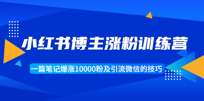 小红书博主涨粉训练营：一篇笔记爆涨10000粉及引流微信的技巧-零点项目大全