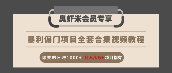 暴利偏门项目全套合集视频教程：你要的日赚1000+月入几万+项目都有-零点项目大全