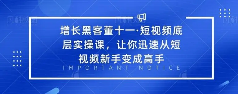 增长黑客董十一·短视频底层实操课，从短视频新手变成高手-零点项目大全