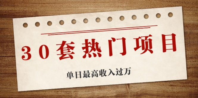 30套热门项目：单日最高收入过万 (网赚项目、朋友圈、涨粉套路、抖音、快手)等-零点项目大全