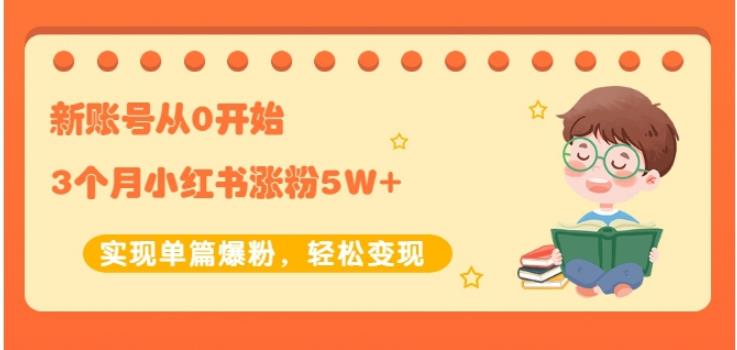 生财小红书涨粉变现：新账号从0开始3个月小红书涨粉5W+实现单篇爆粉-零点项目大全