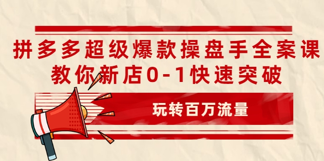 拼多多超级爆款操盘手全案课，教你新店0-1快速突破，玩转百万流量-零点项目大全