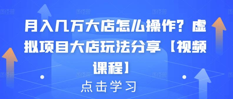 月入几万大店怎么操作？虚拟项目大店玩法分享【视频课程】-零点项目大全