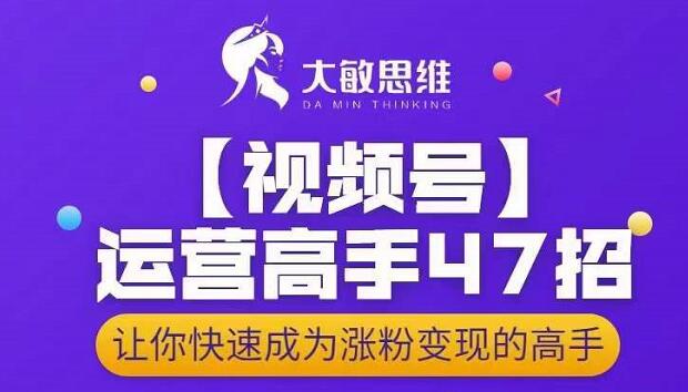 大敏思维-视频号运营高手47招，让你快速成为涨粉变现高手-零点项目大全