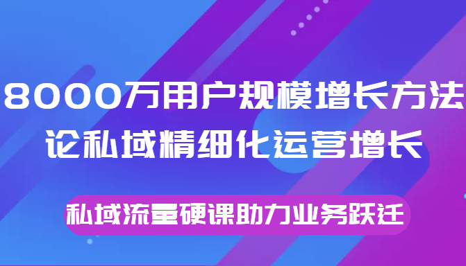 8000万用户规模增长方法论私域精细化运营增长，私域流量硬课助力业务跃迁-零点项目大全