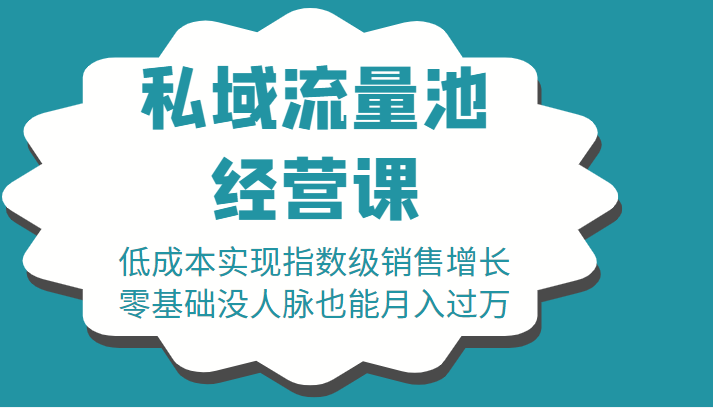 16堂私域流量池经营课：低成本实现指数级销售增长，零基础没人脉也能月入过万-零点项目大全