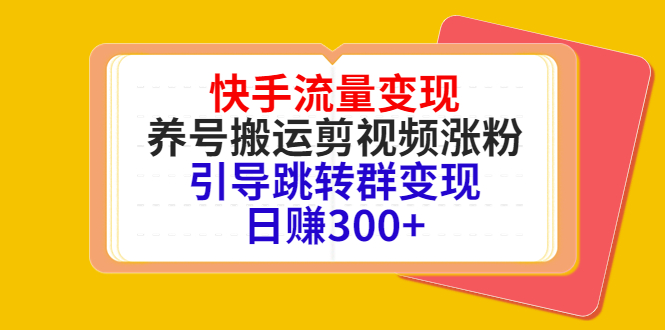 快手流量变现，养号搬运剪视频涨粉，引导跳转群变现日赚300+-零点项目大全