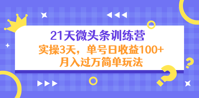 21天微头条训练营，实操3天，单号日收益100+月入过万简单玩法-零点项目大全