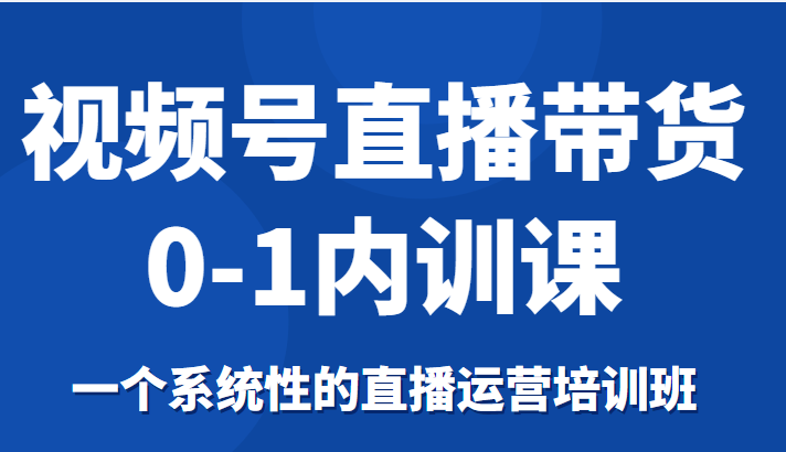 视频号直播带货0-1内训课，一个系统性的直播运营培训班-零点项目大全