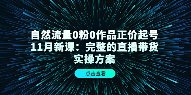 自然流量0粉0作品正价起号11月新课：完整的直播带货实操方案-零点项目大全