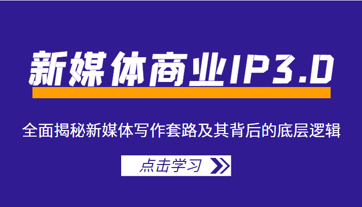 新媒体商业IP3.0，全面揭秘新媒体写作套路及其背后的底层逻辑（价值1299元）-零点项目大全