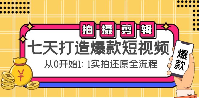 七天打造爆款短视频：拍摄+剪辑实操，从0开始1:1实拍还原实操全流程-零点项目大全