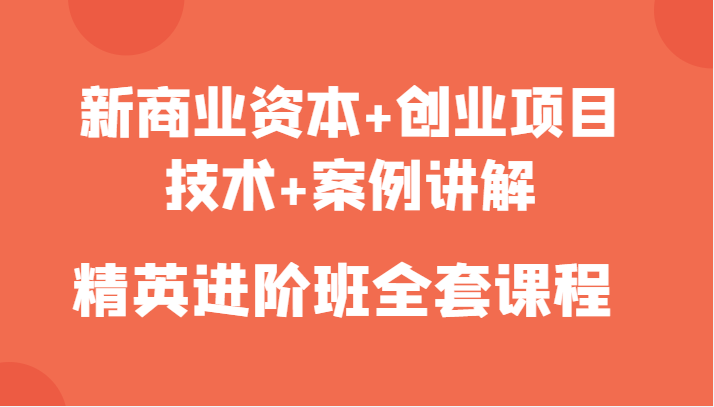 新商业资本+创业项目，技术+案例讲解，精英进阶班全套课程-零点项目大全