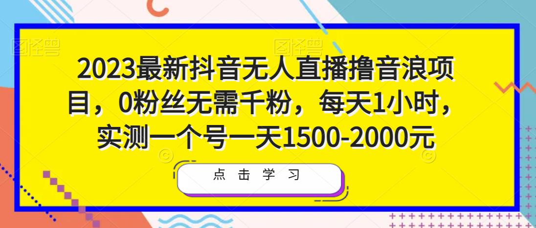 2023最新抖音无人直播撸音浪项目，0粉丝无需千粉，每天1小时，实测一个号一天1500-2000元-零点项目大全