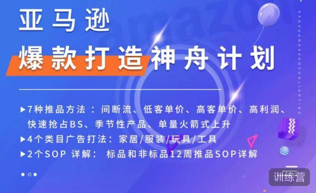 亚马逊爆款打造神舟计划，​7种推品方法，4个类目广告打法，2个SOP详解-零点项目大全