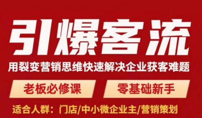 引爆客流，用裂变营销思维快速解决企业获客难题，老板必修课，零基础新手-零点项目大全