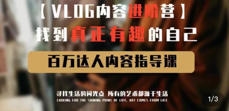 vlog内容进阶营，找到真正有趣的自己，百万达人内容指导课-零点项目大全