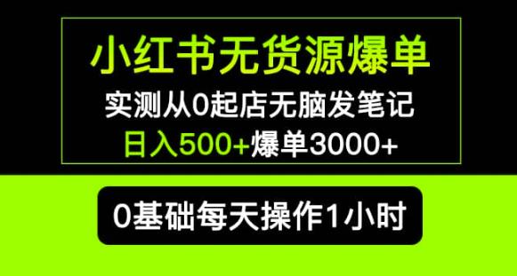 小红书无货源爆单实测从0起店无脑发笔记爆单3000+长期项目可多店-零点项目大全