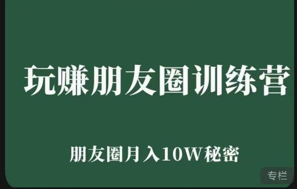 玩赚朋友圈系统课，朋友圈月入10W的秘密，​7天系统图文课程-零点项目大全