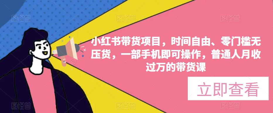 小红书带货项目，时间自由、零门槛无压货，一部手机即可操作，普通人月收过万的带货课-零点项目大全