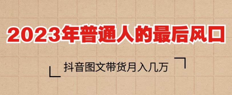 2023年普通人的最后风口，抖音图文带货月入几万，只需一部手机即可操作-零点项目大全