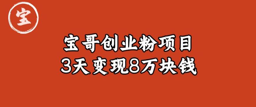 宝哥IP图文创业粉引流项目实战分享：单个账号3天涨粉1万，变现8万块钱（图文教程）【揭秘】-零点项目大全