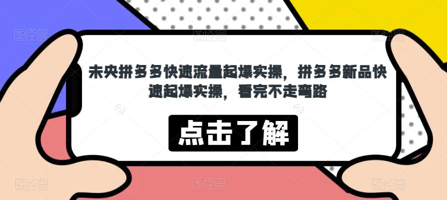 未央拼多多快速流量起爆实操，拼多多新品快速起爆实操，看完不走弯路-零点项目大全