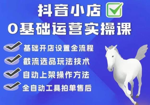 白马电商·0基础抖店运营实操课，基础开店设置全流程，截流选品玩法技术-零点项目大全