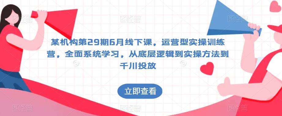 某机构第29期6月线下课，运营型实操训练营，全面系统学习，从底层逻辑到实操方法到千川投放-零点项目大全