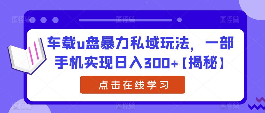 车载u盘暴力私域玩法，一部手机实现日入300+【揭秘】-零点项目大全