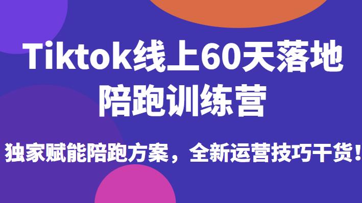 Tiktok线上60天落地陪跑训练营，独家赋能陪跑方案，全新运营技巧干货-零点项目大全