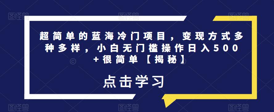 超简单的蓝海冷门项目，变现方式多种多样，小白无门槛操作日入500+很简单【揭秘】-零点项目大全