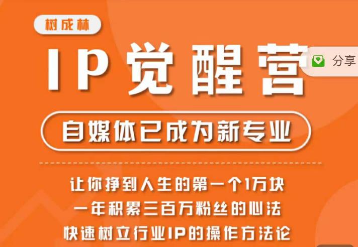 树成林·IP觉醒营，快速树立行业IP的操作方法论，让你赚到人生的第一个1万块（更新）-零点项目大全