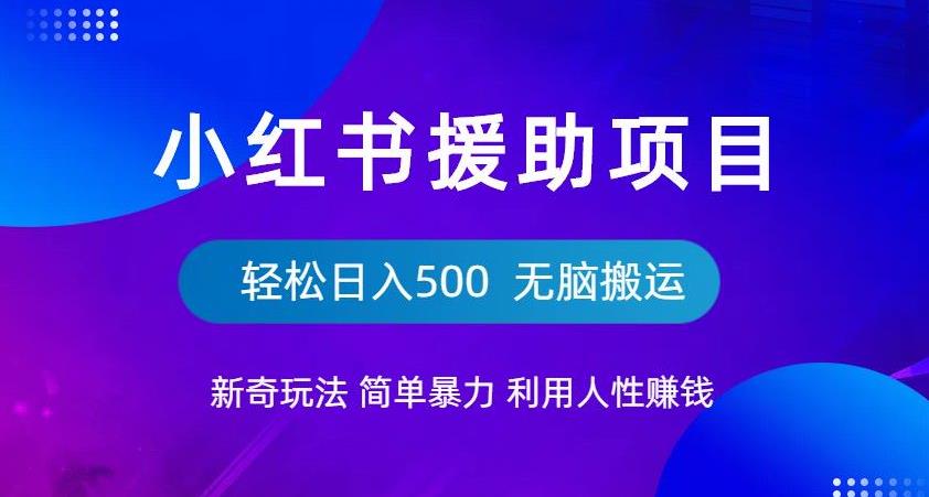 小红书援助项目新奇玩法，简单暴力，无脑搬运轻松日入500【揭秘】-零点项目大全