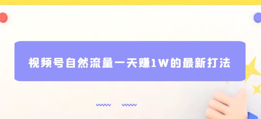 视频号自然流量一天赚1W的最新打法，基本0投资【揭秘】-零点项目大全