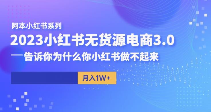 阿本小红书无货源电商3.0，告诉你为什么你小红书做不起来-零点项目大全