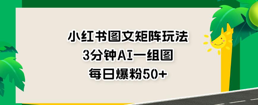 小红书图文矩阵玩法，3分钟AI一组图，每日爆粉50+【揭秘】-零点项目大全