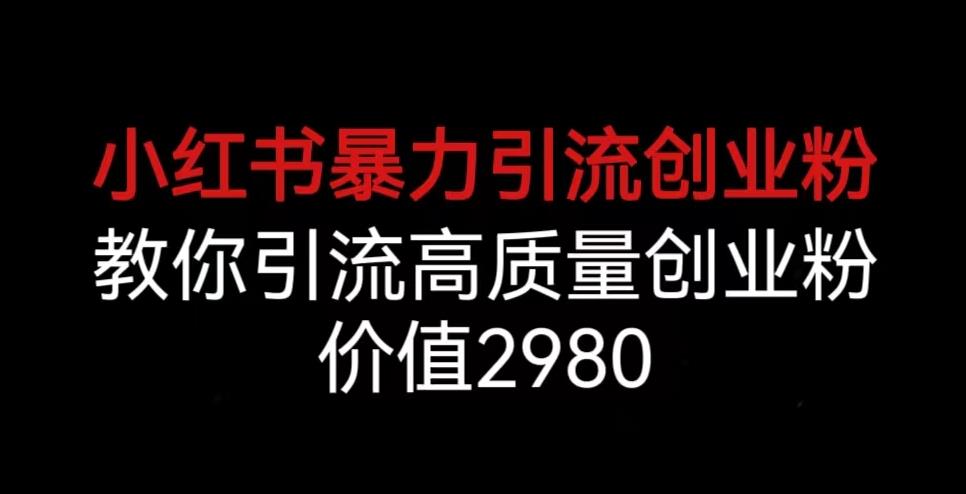 小红书暴力引流创业粉，教你引流高质量创业粉，价值2980【揭秘】-零点项目大全