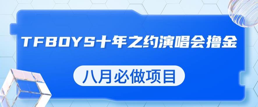 最新蓝海项目，靠最近非常火的TFBOYS十年之约演唱会流量掘金，八月必做的项目【揭秘】-零点项目大全