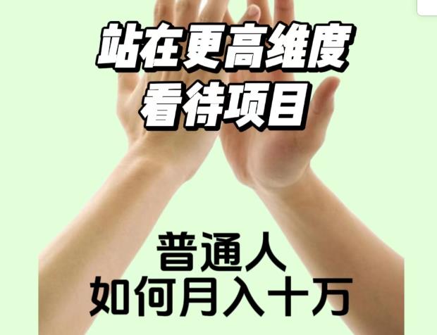 2023最火项目：站在更高维度看待项目，普通人如何月入十万【揭秘】-零点项目大全