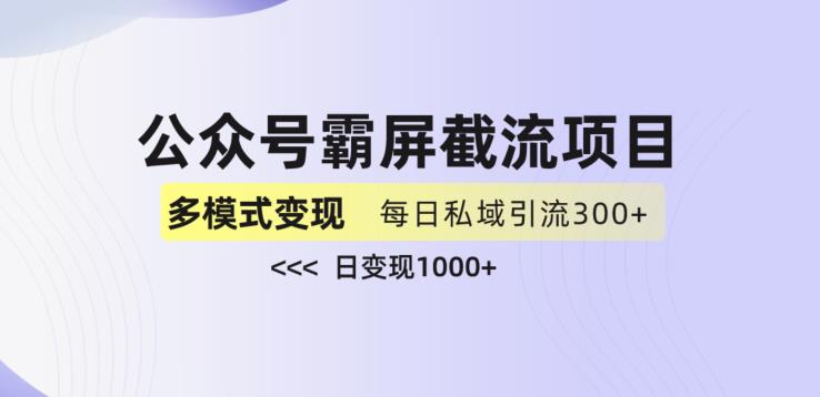 公众号霸屏截流项目+私域多渠道变现玩法，全网首发，日入1000+【揭秘】-零点项目大全