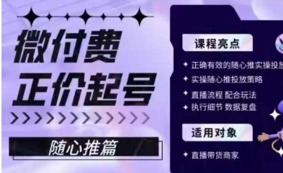 微付费正价起号（随心推篇），正确有效的随心推实操投放-零点项目大全