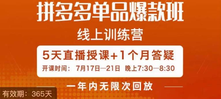 钟辰·拼多多单品爆款班，一个拼多多超级爆款养一个团队-零点项目大全