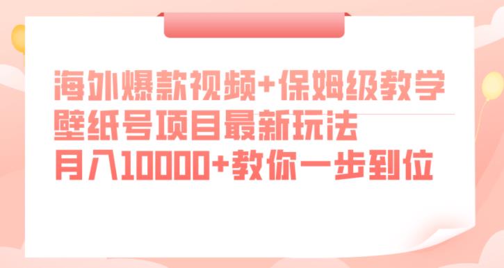 海外爆款视频+保姆级教学，壁纸号项目最新玩法，月入10000+教你一步到位【揭秘】-零点项目大全