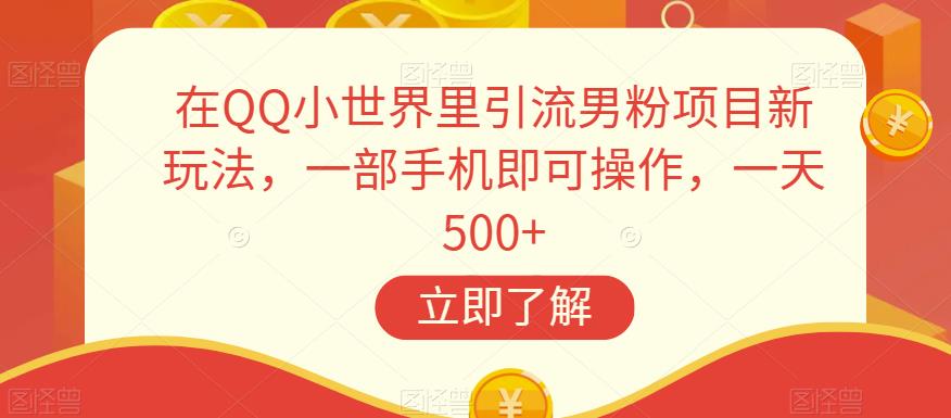 在QQ小世界里引流男粉项目新玩法，一部手机即可操作，一天500+【揭秘】-零点项目大全