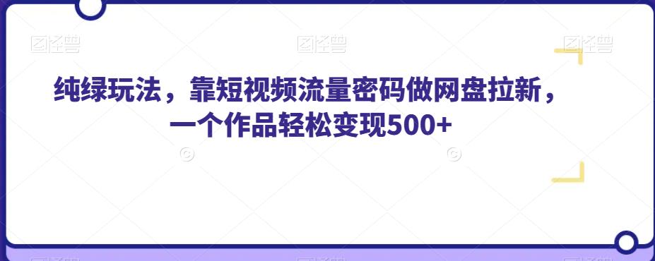 纯绿玩法，靠短视频流量密码做网盘拉新，一个作品轻松变现500+【揭秘】-零点项目大全