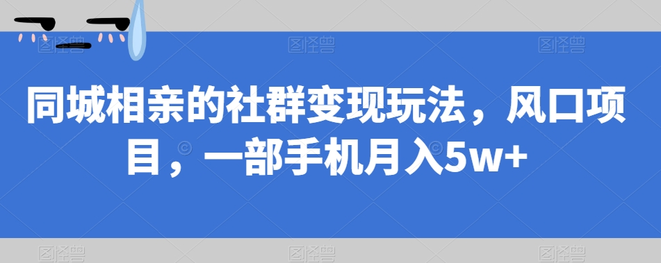 同城相亲的社群变现玩法，风口项目，一部手机月入5w+【揭秘】-零点项目大全