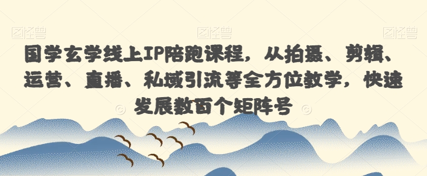 国学玄学线上IP陪跑课程，从拍摄、剪辑、运营、直播、私域引流等全方位教学，快速发展数百个矩阵号-零点项目大全